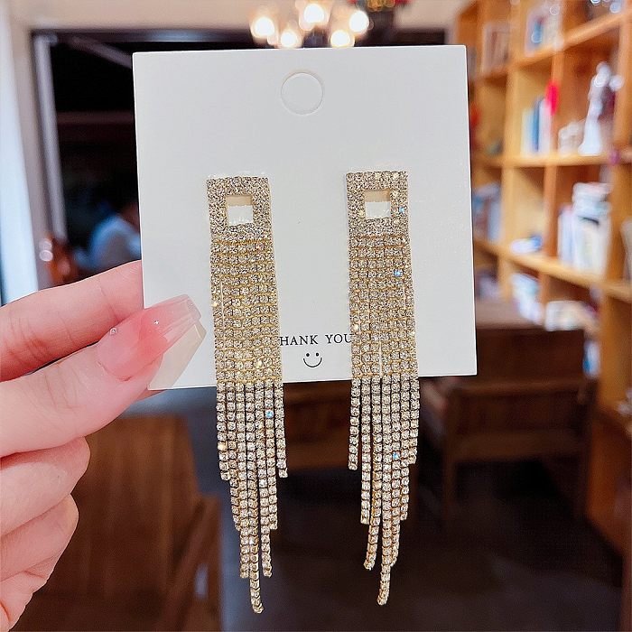 1 Pair Glam Geometric Plating Inlay Copper Artificial Pearls Rhinestones Earrings