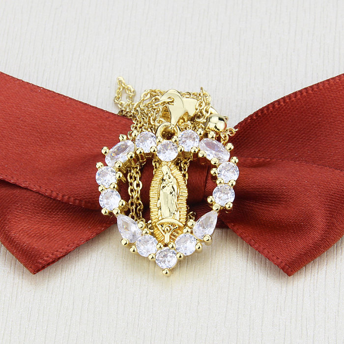 Herzförmige Madonna-Halskette mit Diamanten