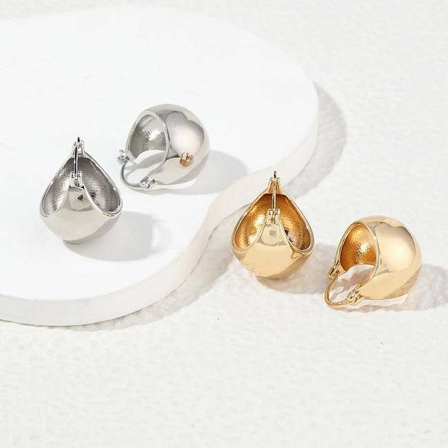 1 Pair Simple Style Semicircle Polishing Plating Copper 18K Gold Plated Earrings