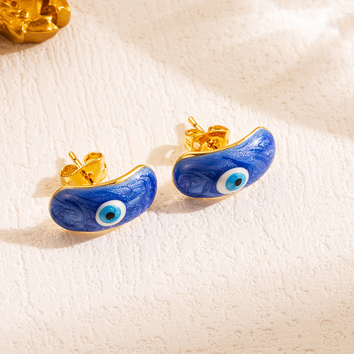 1 Pair Casual Classic Style Devil'S Eye Copper Enamel Plating 18K Gold Plated Ear Studs