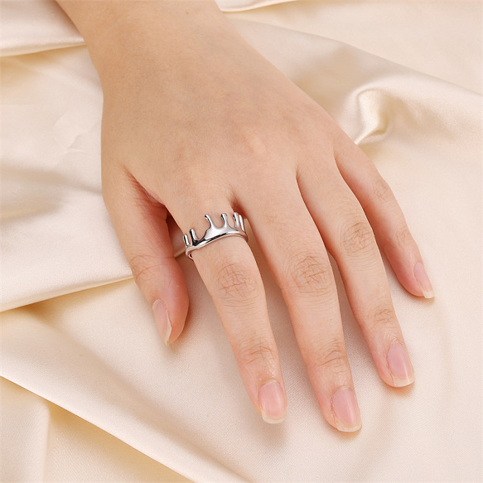 Retro Solid Color Stainless Steel Irregular Open Rings