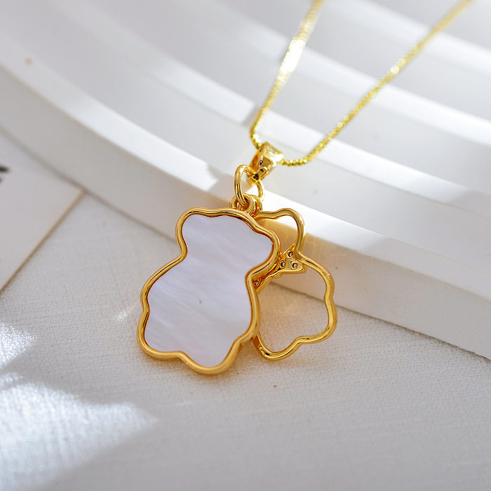 Simple Style Little Bear Copper Pendant Necklace In Bulk