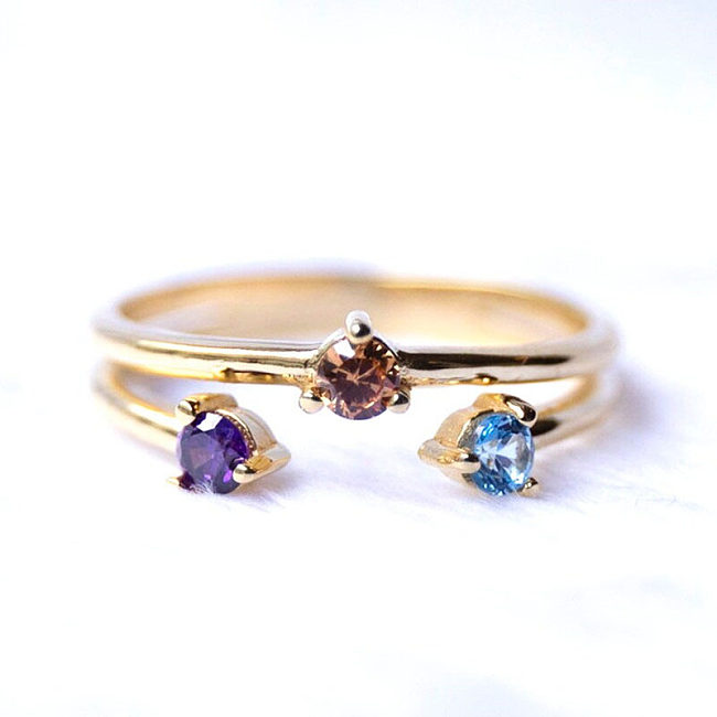 Simple Style Round Copper Inlay Zircon Rings