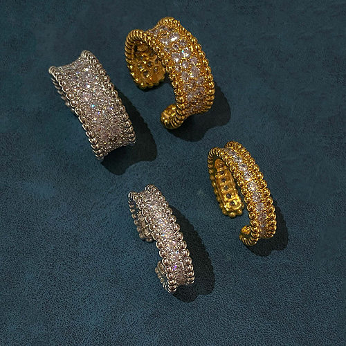 Fashion Geometric Copper Diamond Rhinestones Open Ring 1 Piece