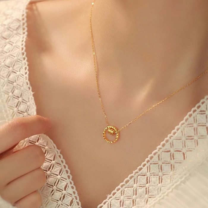 Elegant Streetwear Round Copper Pendant Necklace In Bulk
