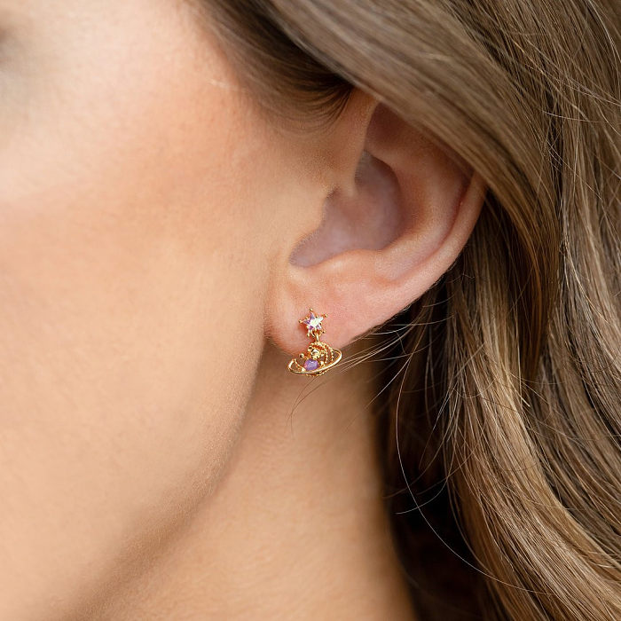 Retro Bear Gold Plated Copper Earrings Wholesale jewelry