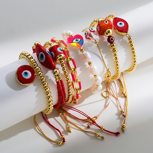 Pulseras de perlas con cinturón tejido de cobre, cuerda de ojo de diablo Retro, 1 pieza