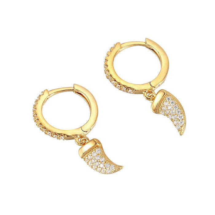 1 paire de boucles d'oreilles pendantes en Zircon, couleur unie, Style ethnique, incrustation de cuivre