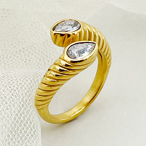 Wholesale Retro Simple Style Snake Stainless Steel Plating Inlay Gold Plated Zircon Rings