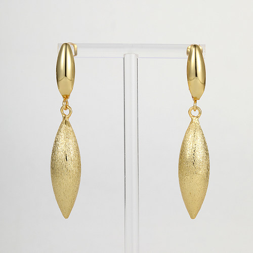 Retro Water Droplets Copper Gold Plated Drop Earrings 1 Pair