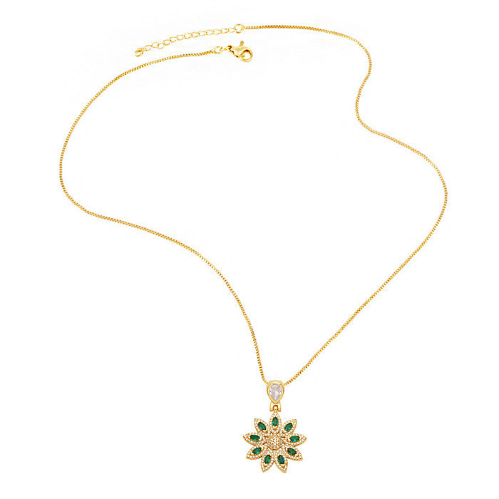 Fashion Flower Bird Copper Gold Plated Zircon Pendant Necklace 1 Piece