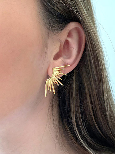 S925 Silver Needle Plated 18K Gold Simple Small Sun Earrings Personality Fashion Geometric Earrings