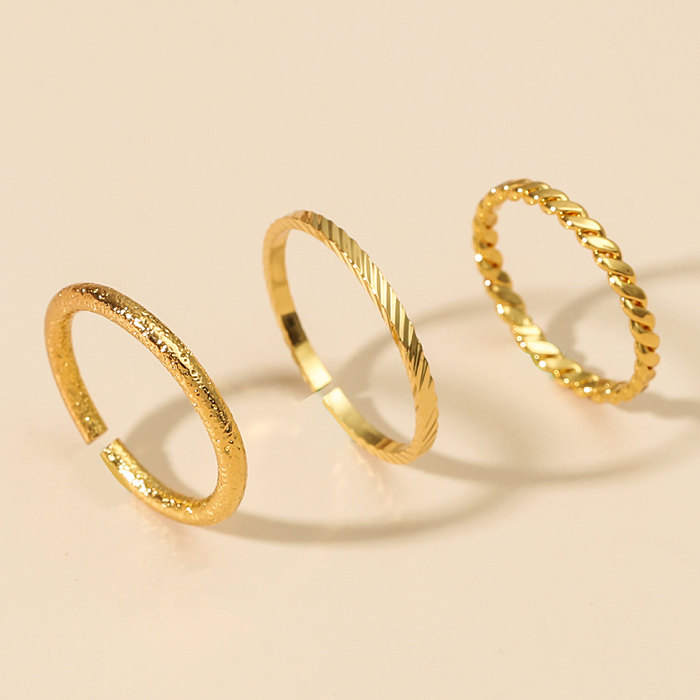 Conjunto de 3 peças de anel de aço de titânio para emagrecimento torcido ultrafino feminino