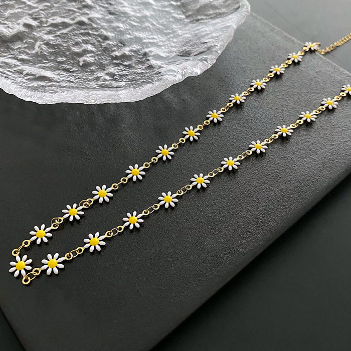 Collier de bracelets en placage de cuivre à fleurs douces