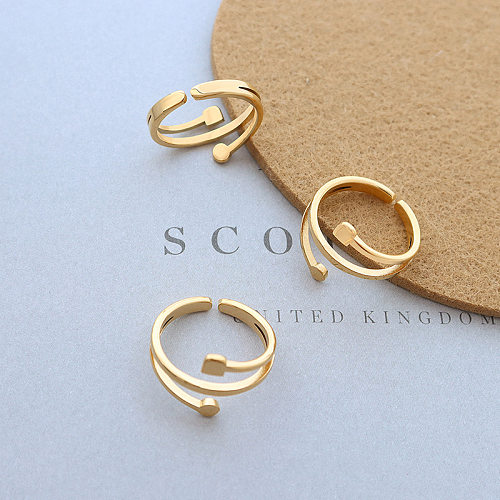 Cross-Border Hot Selling Irregular Opening Can Not Be Adjustable Ring Korean Style 18K Gold Plated Titanium Steel Finger Ring Bracelet A267