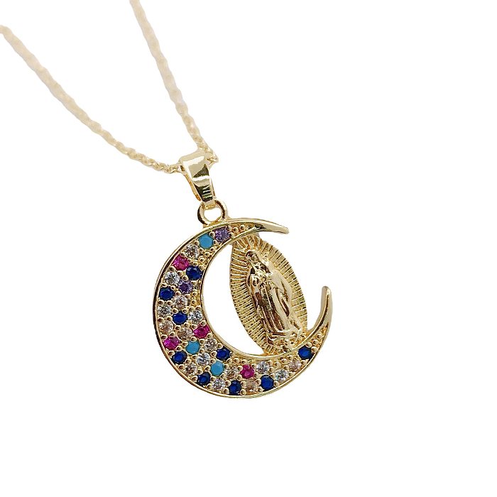 Religious Jewelry Virgin Mary Copper Micro-inlaid Zircon Pendant Clavicle Chain