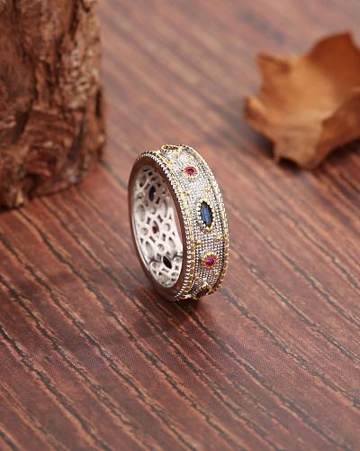 Vintage Style Round Copper Inlay Zircon Rings