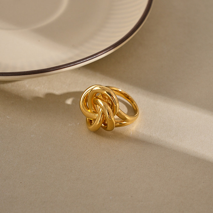 Atacado casual estilo moderno linhas artísticas chapeamento de aço inoxidável anéis banhados a ouro