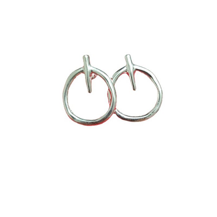 1 Pair Elegant Round Plating Copper Silver Plated Earrings