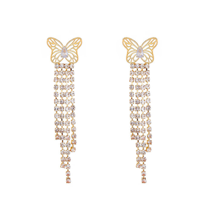 1 Pair Simple Style Shiny Butterfly Plating Copper 14K Gold Plated Silver Plated Dangling Earrings