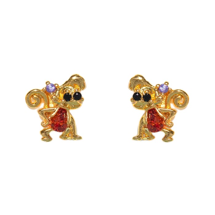1 Set 1 Pair Elegant Lady Sweet Cartoon Plating Inlay Brass Zircon 18K Gold Plated Ear Studs