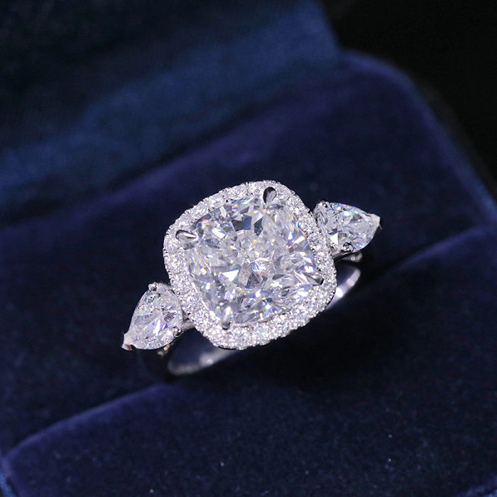 Luxury Full Diamond 5 Carat Cushion Diamond Ring Female Diamond Open Ring Wholesale