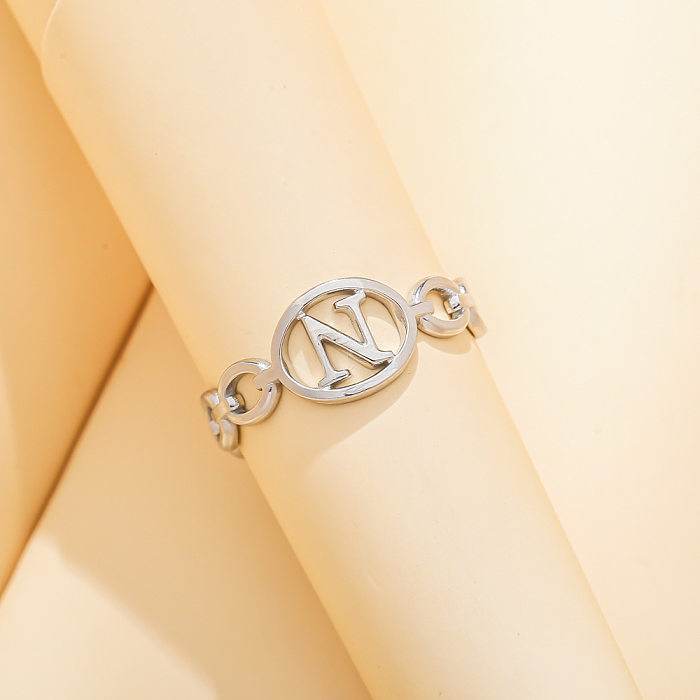 1 Stück modischer offener Ring mit Buchstaben-Edelstahlbeschichtung