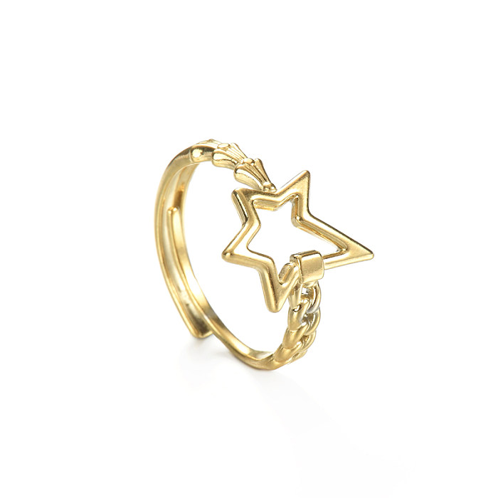 IG Style Pentagram Stainless Steel Plating 14K Gold Plated Open Rings