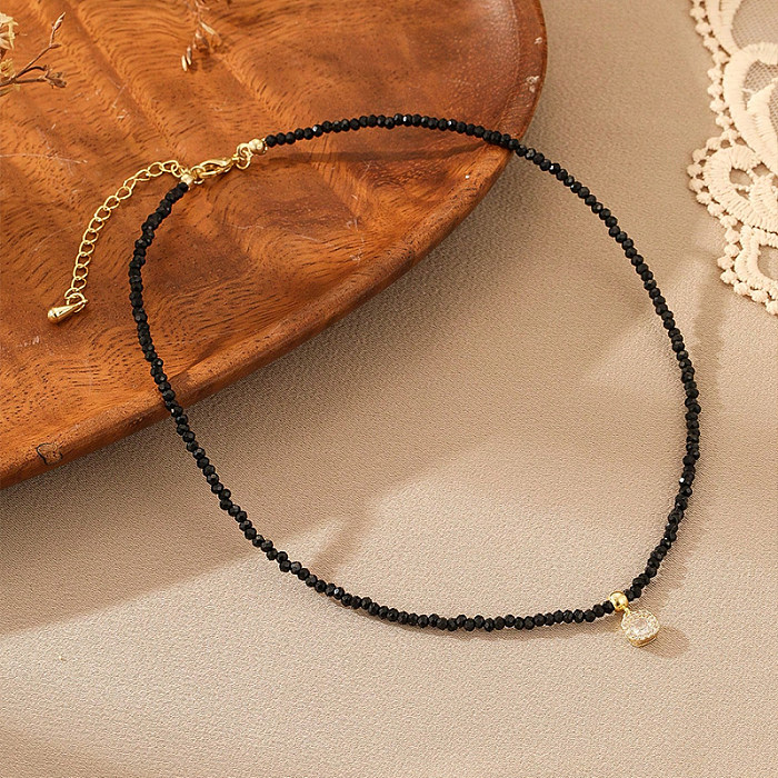 Hip-Hop Simple Style Square Crystal Copper Zircon Pendant Necklace In Bulk
