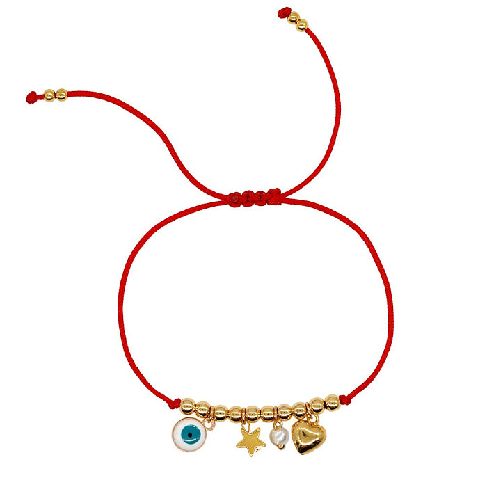 Casual Star Heart Shape Eye Alloy Rope Copper Handmade Pearl Bracelets