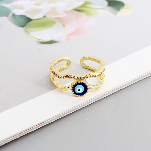 Fashion Devil'S Eye Copper Open Ring Plating Zircon Copper Rings