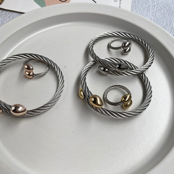 Bracelets unisexes en acier inoxydable, gouttelettes d'eau de Style Vintage, rayures en spirale