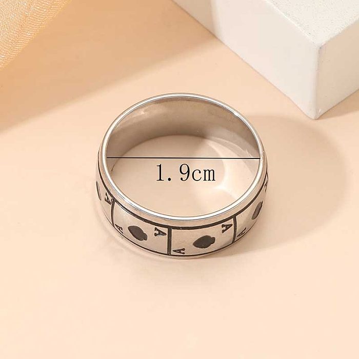 Wholesale Casual Poker Stainless Steel Silver Plated Rings