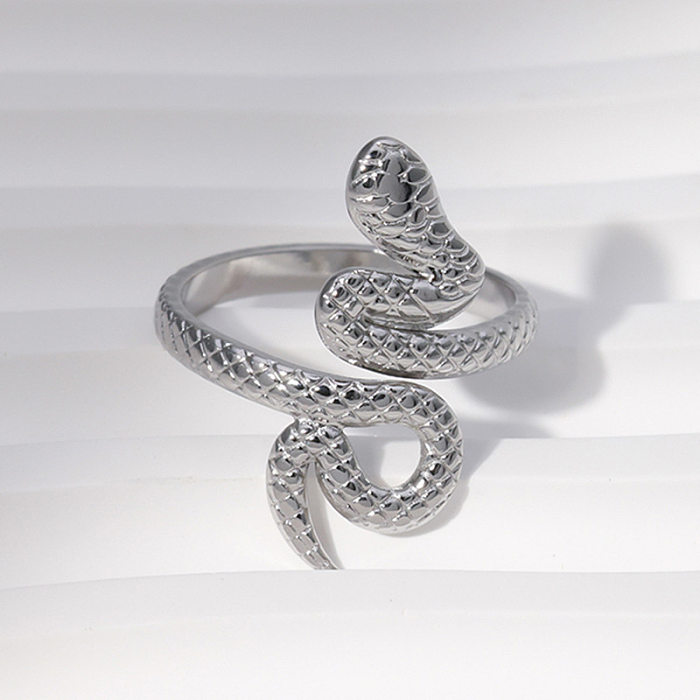 Retro Snake Stainless Steel Open Ring 1 Piece