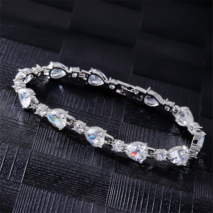 Casual Glam Square Water Droplets Copper Inlay Zircon Bracelets