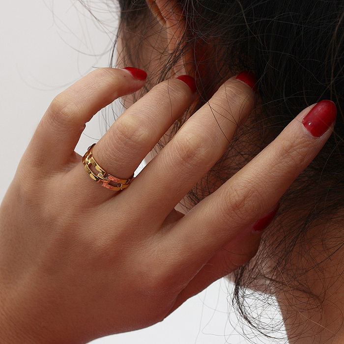 Fashion Geometric Stainless Steel Rings Chain Stainless Steel Rings
