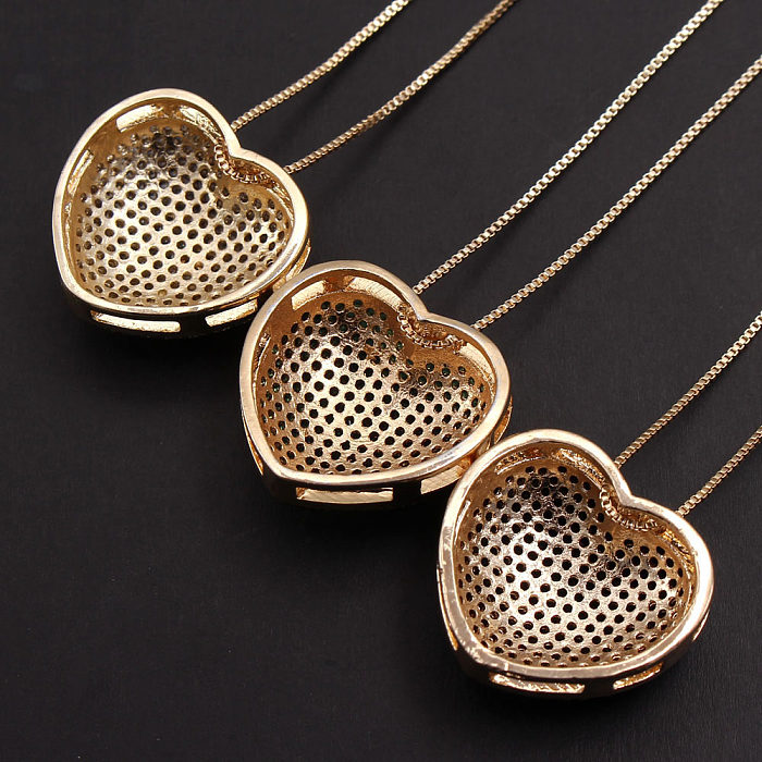IG Style Simple Style Commute Heart Shape Copper Plating Inlay Zircon White Gold Plated Gold Plated Earrings Necklace