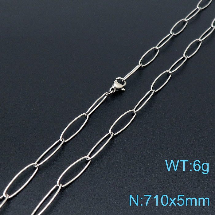 Conjunto de pulseira de corrente de clavícula oval de titânio simples joias por atacado