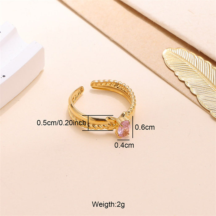 Simple Style Oval Stainless Steel Inlay Zircon Rings