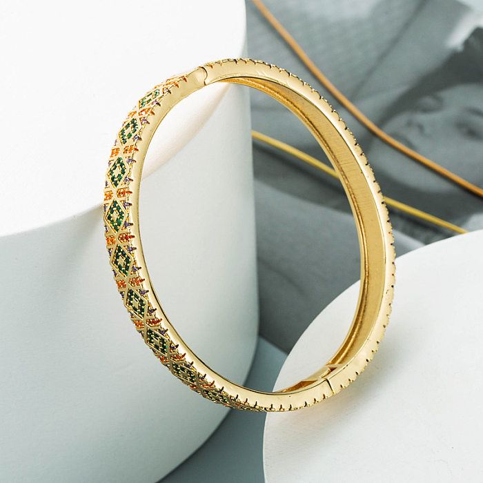 Creative Diamond Circle Bracelet Copper Plated Real Gold Micro-inlaid Color Zircon Jewelry