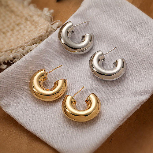 1 paire de clous d'oreilles en cuivre plaqué or 18 carats, Style Simple, placage géométrique