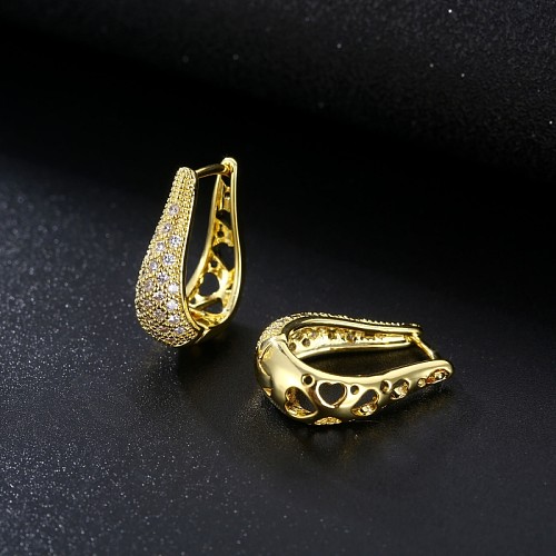 1 Pair Elegant Simple Style Geometric Plating Inlay Copper Zircon Earrings