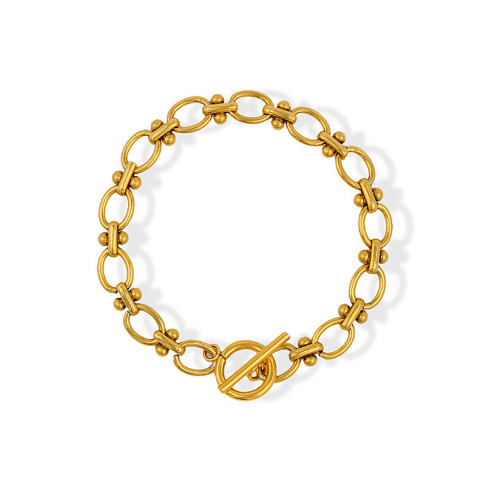 Simple Style Korean Style Solid Color Stainless Steel Plating 18K Gold Plated Bracelets Necklace