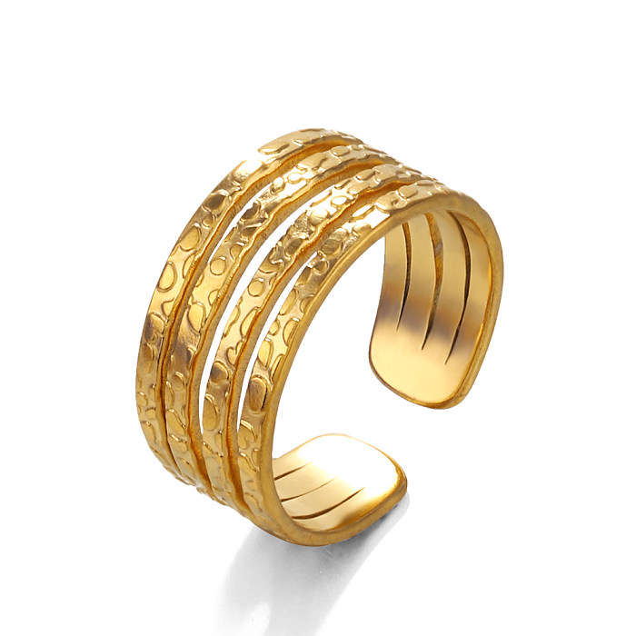 Basic Simple Style Lines Stainless Steel Plating 18K Gold Plated Open Rings