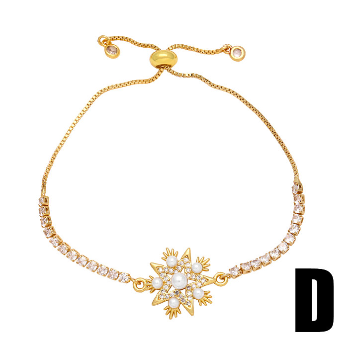 Moda estilo simples diabo olho flor cobre chapeamento inlay zircon 18k pulseiras banhadas a ouro