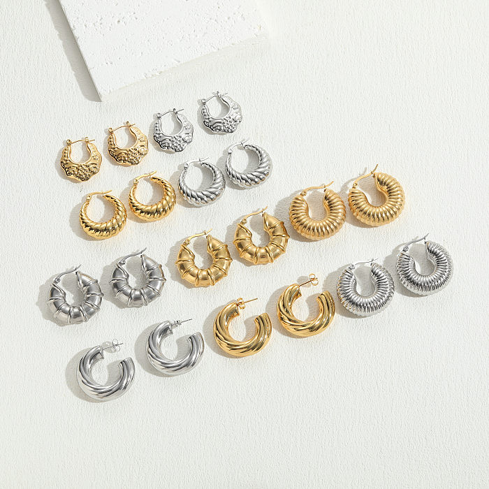 1 Pair Simple Style Classic Style C Shape Solid Color Twist Plating Copper 14K Gold Plated Earrings