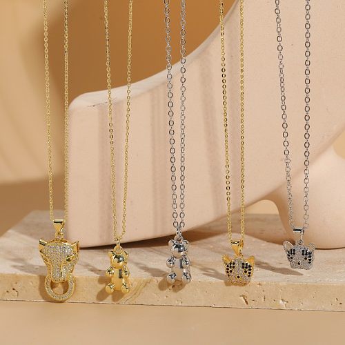 Luxuriöse Bären-Kupfer-Halskette mit 14 Karat vergoldetem Zirkon-Anhänger in großen Mengen