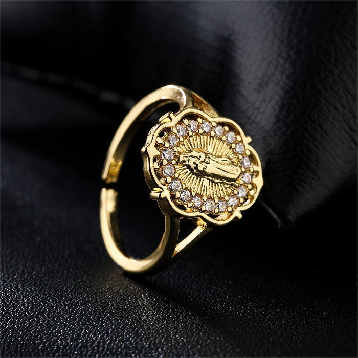 Europe And America Hot Sale New Copper-plated Gold Religious Jewelry Virgin Mary Open Ring