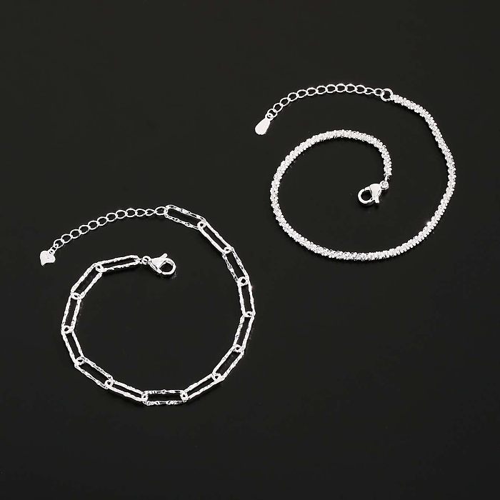 Bracelets plaqués argent de placage de cuivre de couleur unie de style simple élégant