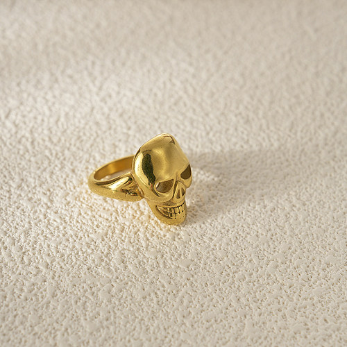 Übertriebene, lustige, moderne Totenkopf-Ringe mit Edelstahlbeschichtung und vergoldeten Ringen